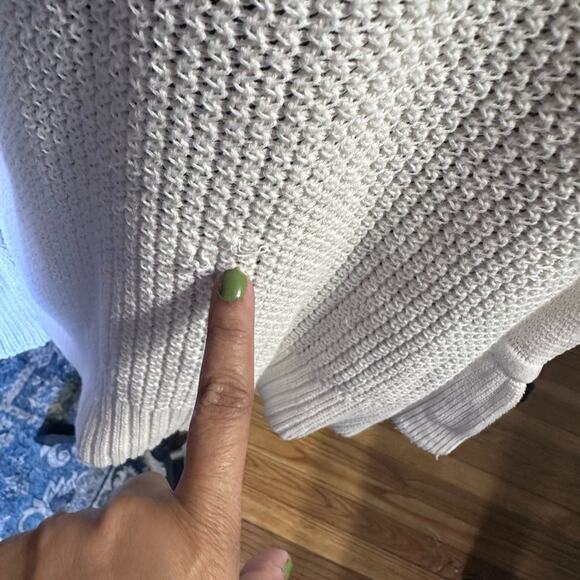 LOFT Ivory Open Knit Sweater – Bell Sleeves & Bow Tie Detail - Picture 5 of 9